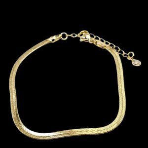 Gold-tone Herringbone Chain Bracelet-Anklet with Extender NWOT